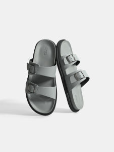 Dép Da Nam Nữ GENTO Thời Trang Quai Ngang Khóa Cài Đế Chống Trơn Trượt | UNDERTHINKER