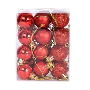 QCF Gantungan Bola Natal 4cm Isi 12pcs Hiasan Pohon Natal Gantung Christmas Ball Glitter Glow Matte