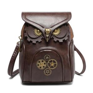 Women PU Leather Shoulder Bag Fashion Purse Medieval Crossbody Bag Phone Bag Cartoon Owl Messenger Bag for Travel