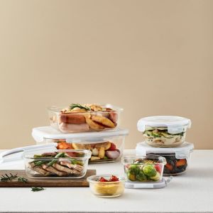 Hộp thủy tinh Lock&Lock Ovenglass chịu nhiệt cao dùng trong lò nướng vi sóng nắp đậy kín hơi an toàn vệ sinh thực phẩm