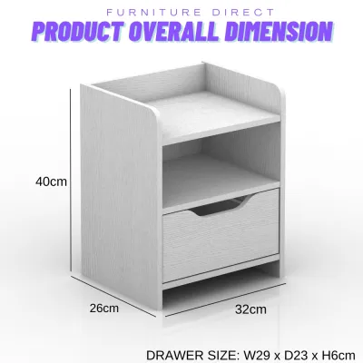 Furniture Direct ADEN 2 Drawers Bedside Table Side Table