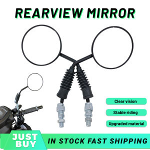 2PC Universal Adjustable Round Bar End Rearview Mirrors for Motorcycles - CNC Silver Motorcycle Side Mirrors - Clear Wide View