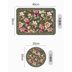 Tấm Lót Bàn ST GROUP họa tiết hoa lá chất liệu PVC cao cấp cách nhiệt chống trượt chống thấm nước phong cách retro Khăn Trải Bàn tiện dụng gia đình dễ dàng vệ sinh