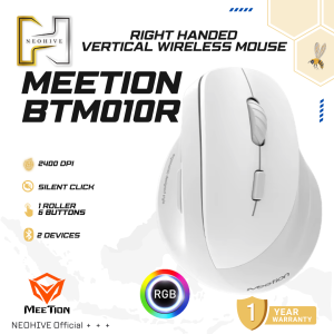 Meetion BTM010R Dual Mode Ergonomic Vertical Wireless Mouse RGB untuk tangan kanan vertical mouse