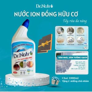Nước ion đồng hữu cơ 1000ml tẩy sạch rong rêu gạch đá sàn nhà cặn canxi tặng 1 miếng cước tím và 1 miếng chà nhám