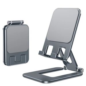Aluminum Alloy Folding Phone Stand Anti Slip Silicone Adjustable Metal Table Holder Folding Lazy Stand Solid Support Mobile Phone Holder Desk