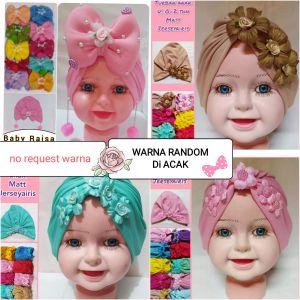 Turban bayi/ 1 paket 4 pcs /warna random/turban anak lucu/ harga paket lebih murah /usia 0-2y/bahan wollycrepe/COD lbh nyaman