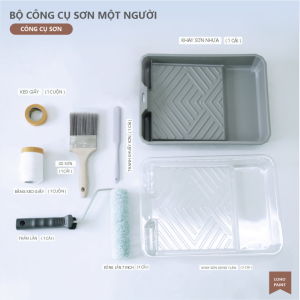 Bộ công cụ sơn - Combo khay sơn cây lăn bông lăn cọ quét băng keo giấy băng keo nilong