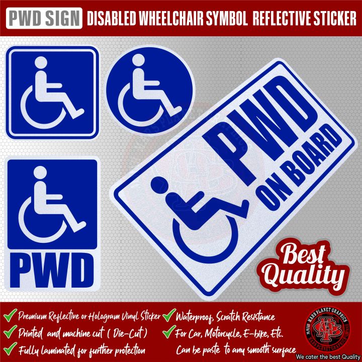 PWD ON BOARD CAR STICKER SIGN Disabled Wheelchair Symbol BLUE ...