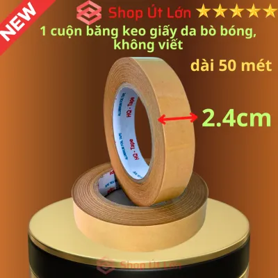 1 Cuộn băng keo giấy da bò bóng giấy nâu không viết rộng 2.4cm dài 50 mét lõi giấy 3mm