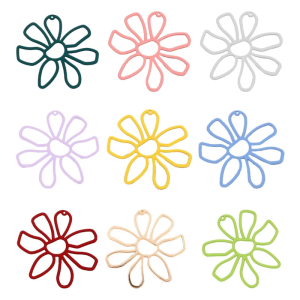 9 màu 53x56mm bất thường hình hoa nhỏ quyến rũ Mặt dây chuyền cho phụ nữ tự làm đầy màu sắc hoa Dây chuyền làm phát hiện