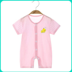 Ready Stock 2 -14M Baby Clothes Baby Romper Short Sleeve Suits Kid Tales 婴儿宝宝透气纯棉短裤开档连衣超薄