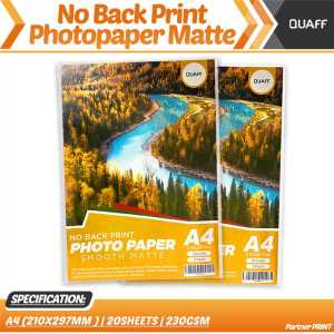 Partner Print - QUAFF Matte A4 Photopaper 230GSM | No Back Print | For Inkjet Printers