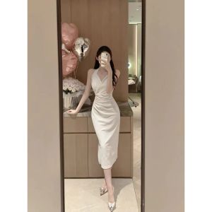 Summer black cocktail dress for women korean style casual dress plus size XL fairy semi formal dress