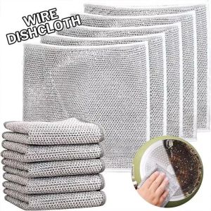 PrettyFloral~25pcs Durable Non-Scratch Wire Dish Rag Easy Clean Oil Dirt For Home Kitchen Utensils