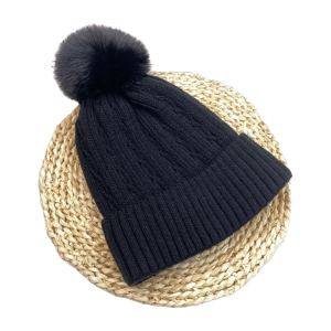 CANICECA Winter Warm Pullover Cap Earmuffs with Fluffy Ball Knitted Hat Simple All-match Beanies Cap for Male Female