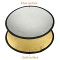 Reflector Fotografi 2in1 Reflektor Cahaya 30cm Reflektor Fotografi Portabel Reflector Cahaya Midio Warna Silver Gold. 