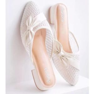 AURORA STORE - Pump Heels APRIL Bustong Heel Brukat Payet Jala Bunga Variasi Pita Sandal Pesta Hak Tinggi Cantik Banget Empuk Bisa COD