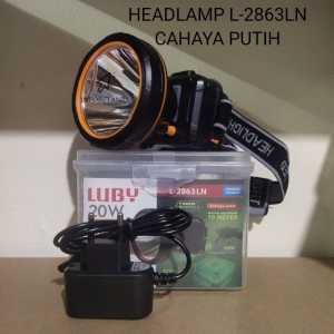 Senter Kepala LED Luby 20 Watt L-2863LN Headlamp Putih Charger Ori
