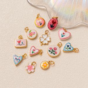 Amazon hot sale simple wind cute flower pendant jewelry love drop-shaped copper accessories 18K gold h2609