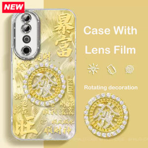 เคสสำหรับ VIVO V40 Pro 5G V30 V27 V29ฟิล์มเลนส์ V23พร้อมกลิตเตอร์ตกแต่งแบบหมุนได้ฝาแข็งวิโว Y36 5กรัม Y77 X50 X60 X70 X80Gold ฟะ“ ฟ้า ”ที่อุดมไปด้วย2025ปีใหม่