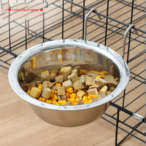 Chén gắn chuồng cho Chó Mèo bằng Inox có giá đỡ (mẫu mới) - Love Pets Shop