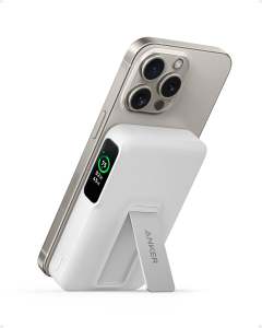 Anker A1654 MagGo 10000mAh PowerBank Qi2 Certified 15W Ultra-Fast MagSafe-Compatible Portable Charger 10000mAh Battery Pack with Smart Display and Foldable Stand for iPhone 15/14/13/12 (USB-C Cable Included)