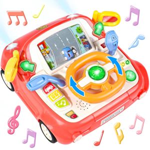 Kids Steering Wheel Toys Music Baby Car Toddler Toys Age 1-2-3 Interactive learning simulation driving toys Car seat toys Develop fine motor skills for 1-2-3 year old baby boys and girls