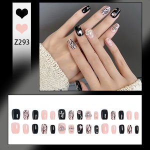 [เล็บปลอม 3 มิติ] ชุดเล็บปลอม อินเทรนด์ พร้อมของขวัญ มีให้เลือกหลายแบบ 24 ชิ้น[DD293]