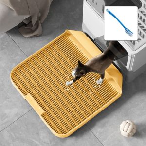 CARING PETS ใหญ่มากๆ ที่เหยียบสำหรับแมว แผ่นรองฝ่าเท้า กันลื่น แป้นเหยียบทรายแมว ง่ายต่อการทำความสะอาด พร้อมแปรงทำความสะอาด เสื่อครอกสัตว์เลี้ยง สัตว์เลี้ยงเตียงกระทะ