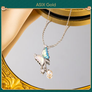 ASIX GOLD สร้อยคอจี้รูปผีเสื้อชุบทอง 24K สร้อยคอแฟชั่นเกาหลีเคลือบทอง 18K สร้อยคอผู้หญิง สีจะไม่เปลี่ยนเป็นสีดำ จะไม่ลอก ของขวัญที่ประณีต