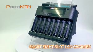 (HD1)PowerKAN AA AAA charger 8-slot high-speed independent charging suitable for 1.2V NiMH 1.5V/3.7V Li-ion r03 r6 5 7 batteries