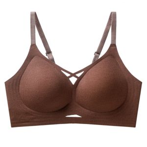 A4QUT ไร้ร่องรอย บราไร้รอยต่อ ป้องกันการกระแทก บาง โปร่ง บราไร้สายแบบลึก V แฟชั่นเกาหลี สีพื้น บราเซียสำหรับผู้หญิง สาวๆ ผู้หญิง