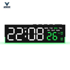 Table Clock with Atmosphere Lights Digital Clock USB Charging Port Modern Electronic Clock Large Display for Bedroom Home Living Room Office [Vodool Center]