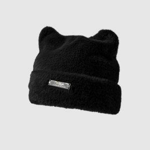 NBANLIKE Imitation Mink Wool Cat Ears Hat Bear Ears Fluffy Winter Plush Hat Fashion Woolen Hat Knitted Cap Winter/Autumn