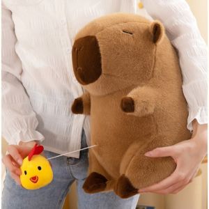 Gấu bông Capybara Kéo Gà Chuột Lang Đeo Cặp Rùa Gấu Bông Capybara Nước Mũi đáng yêu Chất liệu lông mịn cute