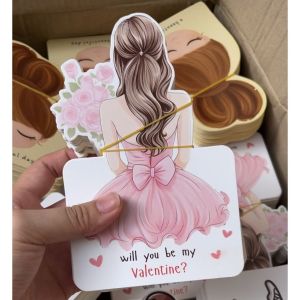 HỎA TỐC HCM] Thiệp cài chun buộc tóc dễ thương-Banner cô gái trang trí hộp quàgắn bó hoa quà tặng người yêu ANGIHOME