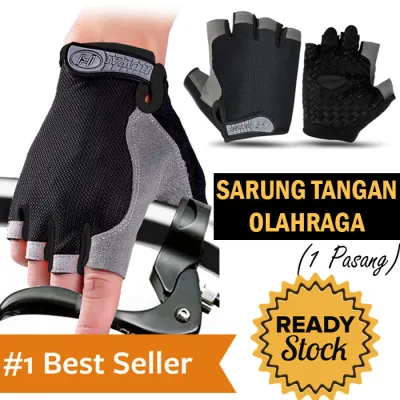 Sarung Tangan Half Finger Sepeda Gym Sports Fingerless Anti Slip Gloves Setengah Jari Bike Cycling Bike Biker Riding Touring Hiking Olahraga Pendaki Pengedara Sepeda Motor Motorcycle Rider Fashion Pria Pelindung Tangan Hand Protector