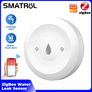 SMATRUL Tuya Zigbee Sensor kebocoran air pengesan banjir Smartlife pemberitahuan pemberitahuan APP penggera keselamatan rumah perlu pintu masuk kebocoran Sensor pengesan kebocoran air amaran banjir untuk Smart Home Flood Alert Overflow Security App