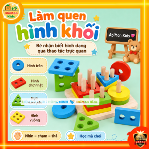 Bộ Thả 4 Cọc Hình Khối Gỗ | Rèn Đôi Tay Khéo Léo Giúp Bé Nhận Biết Màu Sắc Và Kích Thích Phát Triển Tư Duy Tự Nhiên