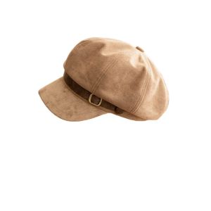 HEALMEYOU Warm Suede Berets Windproof Flat Top Women Octagonal Hat Casual Korean Style Newsboy Hat Girls