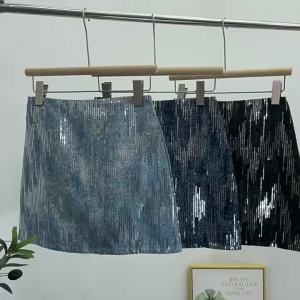High Waist A Line Sequin Half Skirt Women SparklingSkirt Anti Exposure Lined Bodycon Pencil Skirt
