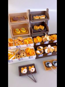 37Pcs Mini Bread Cabinet Set Creative Dollhouse Simulation Bread Set Dollhouse Furniture Decor Dollhouse Accessories