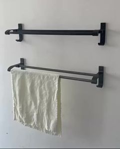 SXH Punch-Free Aluminum Towel Rack Bathroom Towel Rack Hanging Bathroom Hanger Toilet Towel Bar Wall-Mounted Storage Rack
