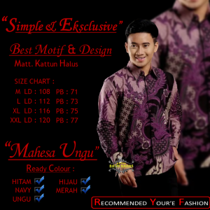 BATIK MAMAS-TERBARU KEMEJA/HEM BAJU BATIK PRIA LENGAN PANJANG PREMIUM MOTIF MAHESA UNGU RSQ007