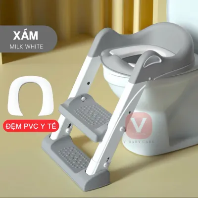 Bệ thu nhỏ bồn cầu có thang đi vệ sinh cho bé V-BABY W2S & W7 & W1 - hàng chuẩn cao cấp