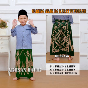 Sarung Anak Dengan Karet Pnggang Untuk Usia 2-10 Sarung Batik anak Model Rok Praktis Motiv zigzag Bahan Katun Lembut Adem Di Pakai