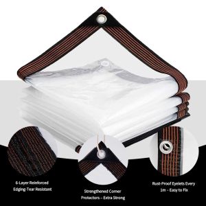 Transparent Heavy Duty Waterproof Tarpaulin Thickened Rainproof Cover for Garden & Outdoor Use