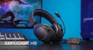 FIFINE USB Gaming Headset with 7.1 Surround Sound/3.5mm Jack/Microphone Over-Ear Wired Headphone for PC PS4/5 Xbox Ampligame H9W