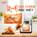 Nồi chiên không dầu Unie UE-1000, công suất 1800W, dung tích 12L, chế độ nhiệt kép giúp chín nhanh, đều, bảng điều khiển cảm ứng thông minh, giỏ chiên đặc biệt 2 trong 1 đi kèm tay cầm. 